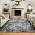 thumbnail image 1 of 5x7 Area Rug for Living Room - Neutral Blue Floral Vintage Design - Pet Friendly - Boho Washable Rug for Bedroom, Dining Room, 1 of 6