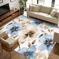 thumbnail image 1 of 5x7 Area Rugs, Blue Brown Spring Floral Non-Skid Rubber Backing Large Rectangle Rugs - Living Room Bedroom Home Office, Summer Botanical Watercolor Indoor Floor Mat Carpets Washable Rug, 1 of 9