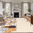 thumbnail image 1 of 5x7 Area Rugs, Cartoon Cat Non-Skid Rubber Backing Large Rectangle Rugs - Living Room Bedroom Home Office, Modern Simple Funny Cute Animals Art Indoor Floor Mat Carpets Washable Rug, 1 of 9
