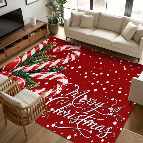 5x7 Area Rugs, Christmas Non-Skid Rubber Backing Large Rectangle Rugs ...