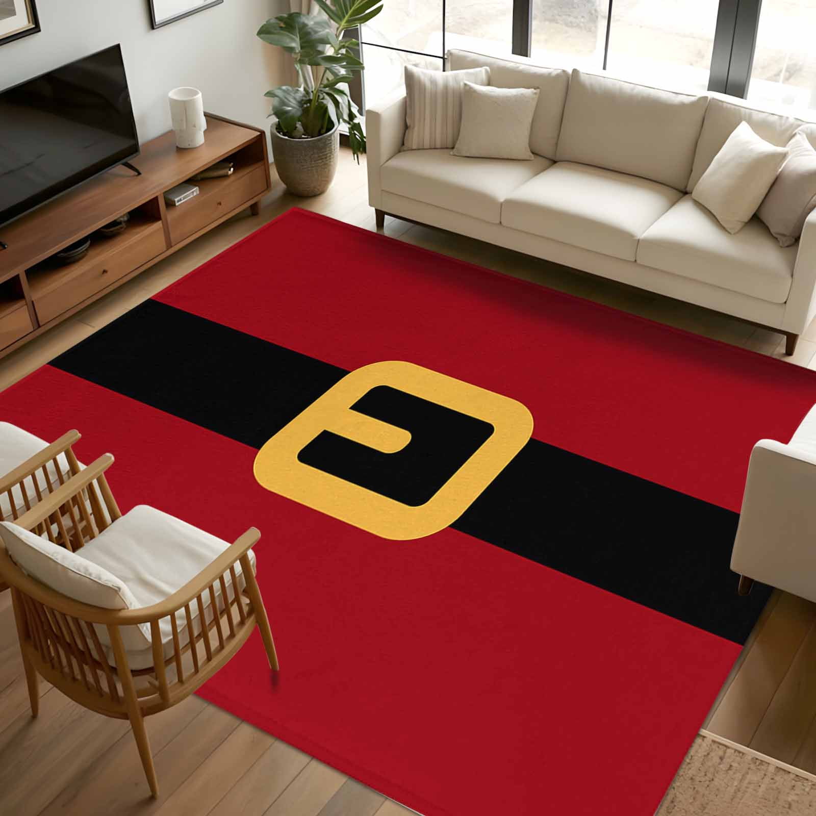 5x7 Area Rugs, Christmas Santa Non-Skid Rubber Backing Large Rectangle ...