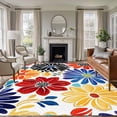 thumbnail image 1 of 5x7 Area Rugs, Ethnic Spring Floral Non-Skid Rubber Backing Large Rectangle Rugs - Living Room Bedroom Home Office, Summer Colorful Botanical Indoor Floor Mat Carpets Washable Rug, 1 of 9