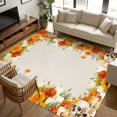 Rustic Wool Rugs 5x7 Area Rugs, Flowers Skull Non-Skid Rubber Backing Large Rectangle ...