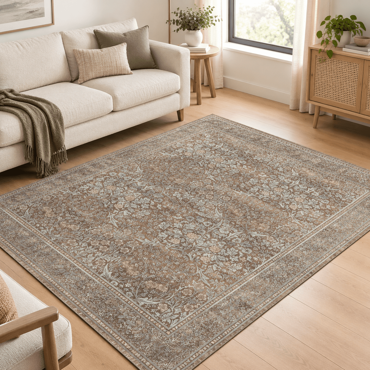 5x7 Area Rugs For Living Room Vintwashable Rug Brown - Walmart.com