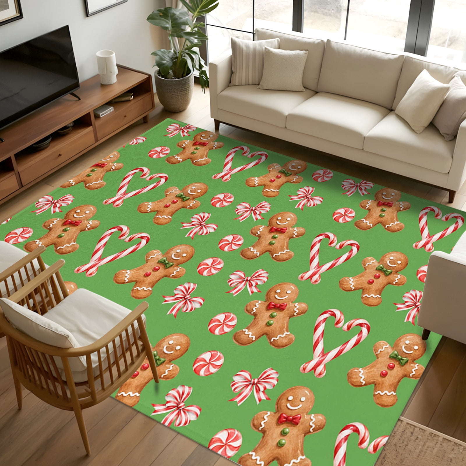 5x7 Area Rugs, Green Man Non-Skid Rubber Backing Large Rectangle Rugs ...