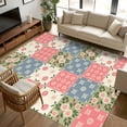 thumbnail image 1 of 5x7 Area Rugs, Japanese Style Non-Skid Rubber Backing Large Rectangle Rugs - Living Room Bedroom Home Office, Colorful Patchwork Flowers Leaves Plaid Indoor Floor Mat Carpets Washable Rug, 1 of 9