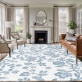 thumbnail image 1 of 5x7 Area Rugs, Light Blue Flower Non-Skid Rubber Backing Large Rectangle Rugs - Living Room Bedroom Home Office, Vintage Farmhouse Boho Leaf Spring Indoor Floor Mat Carpets Washable Rug, 1 of 9