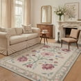 thumbnail image 1 of 5x7 Area Rugs for Living Room and Bedroom, Machine Washable Non Slip Low Pile Lightweight Vintage Floral Print Pattern Rug for Dining Room Home Office, Mauve Blush, 1 of 5