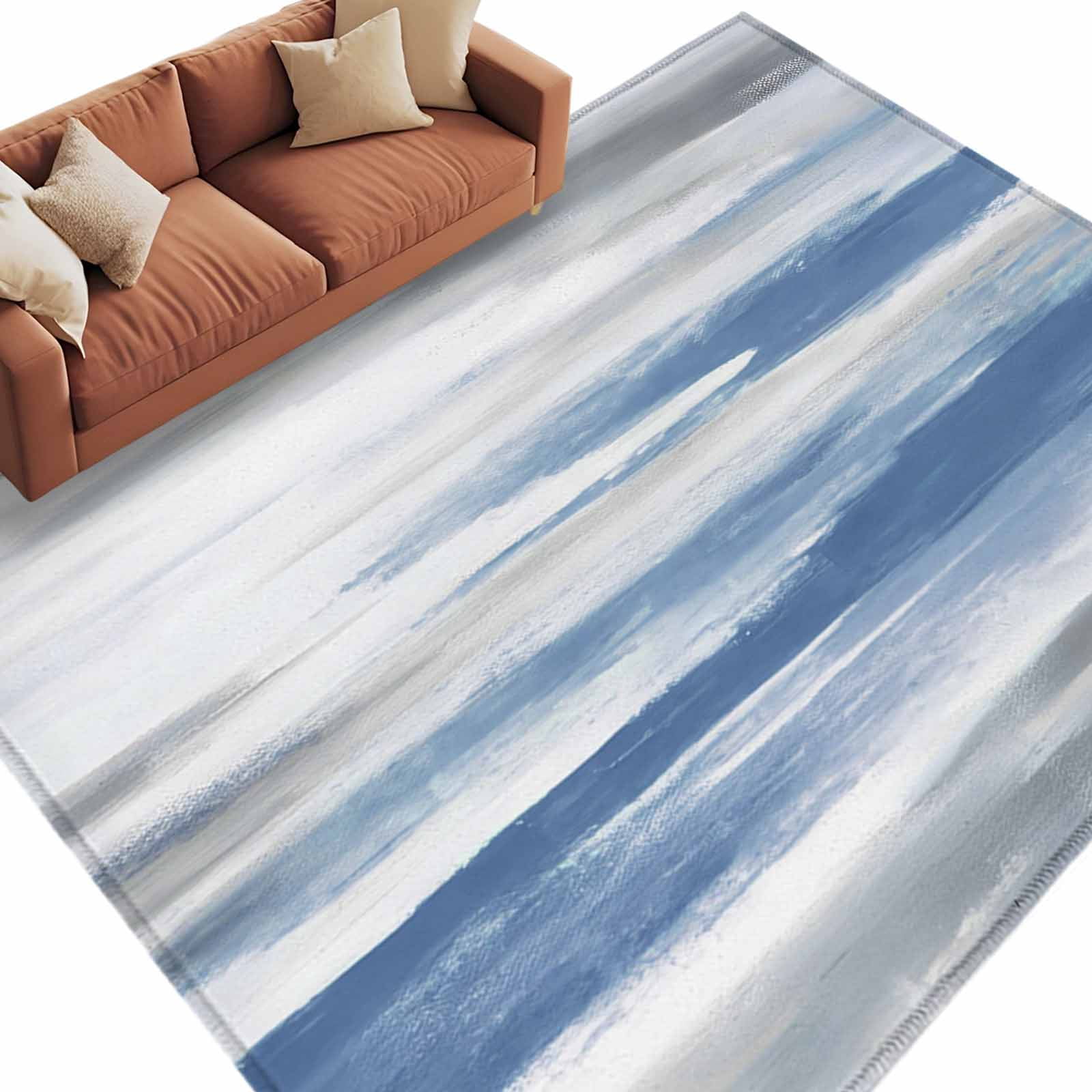 5x7 Area Rugs for Living Room, Blue Gray White Non Slip Area Rugs for ...