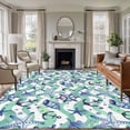 thumbnail image 1 of 5x7 Area Rugs for Living Room, Blue Starfish Anchor Non Slip Area Rugs for Kitchen Bedroom Entryway, Summer Coastal Teal Waves Stripe Washable Carpet Runner Rug Floor Mats for Bedroom Home Decor, 1 of 8