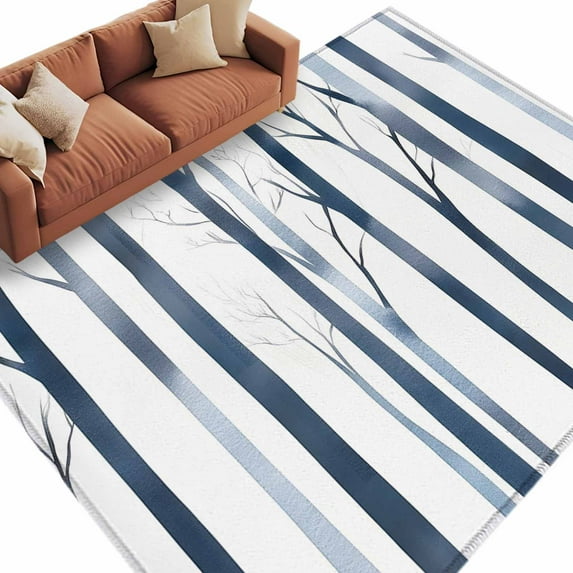 5x7 Area Rugs for Living Room, Blue Trees Non Slip Area Rugs for ...
