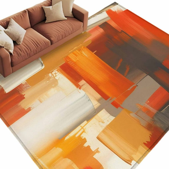 5x7 Area Rugs for Living Room, Burnt Orange Brown Non Slip Area Rugs for Kitchen Bedroom Entryway, Farmhouse Ombre Abstract Mottled Art Washable Carpet Runner Rug Floor Mats for Bedroom Home Decor
