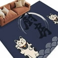 thumbnail image 1 of 5x7 Area Rugs for Living Room, Cute Cat Non Slip Area Rugs for Kitchen Bedroom Entryway, Navy Blue Japanese Style Animals Wave Pattern Washable Carpet Runner Rug Floor Mats for Bedroom Home Decor, 1 of 9