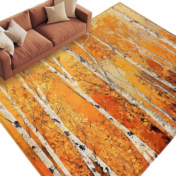 5x7 Area Rugs for Living Room, Fall Branch Tree Non Slip Area Rugs for Kitchen Bedroom Entryway, Autumn Yellow Forest Natural Vintage Washable Carpet Runner Rug Floor Mats for Bedroom Home Decor