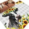 thumbnail image 1 of 5x7 Area Rugs for Living Room, Farmhouse Cow Non Slip Area Rugs for Kitchen Bedroom Entryway, Pastoral Sunflower Botanical Gray Plaid Washable Carpet Runner Rug Floor Mats for Bedroom Home Decor, 1 of 9