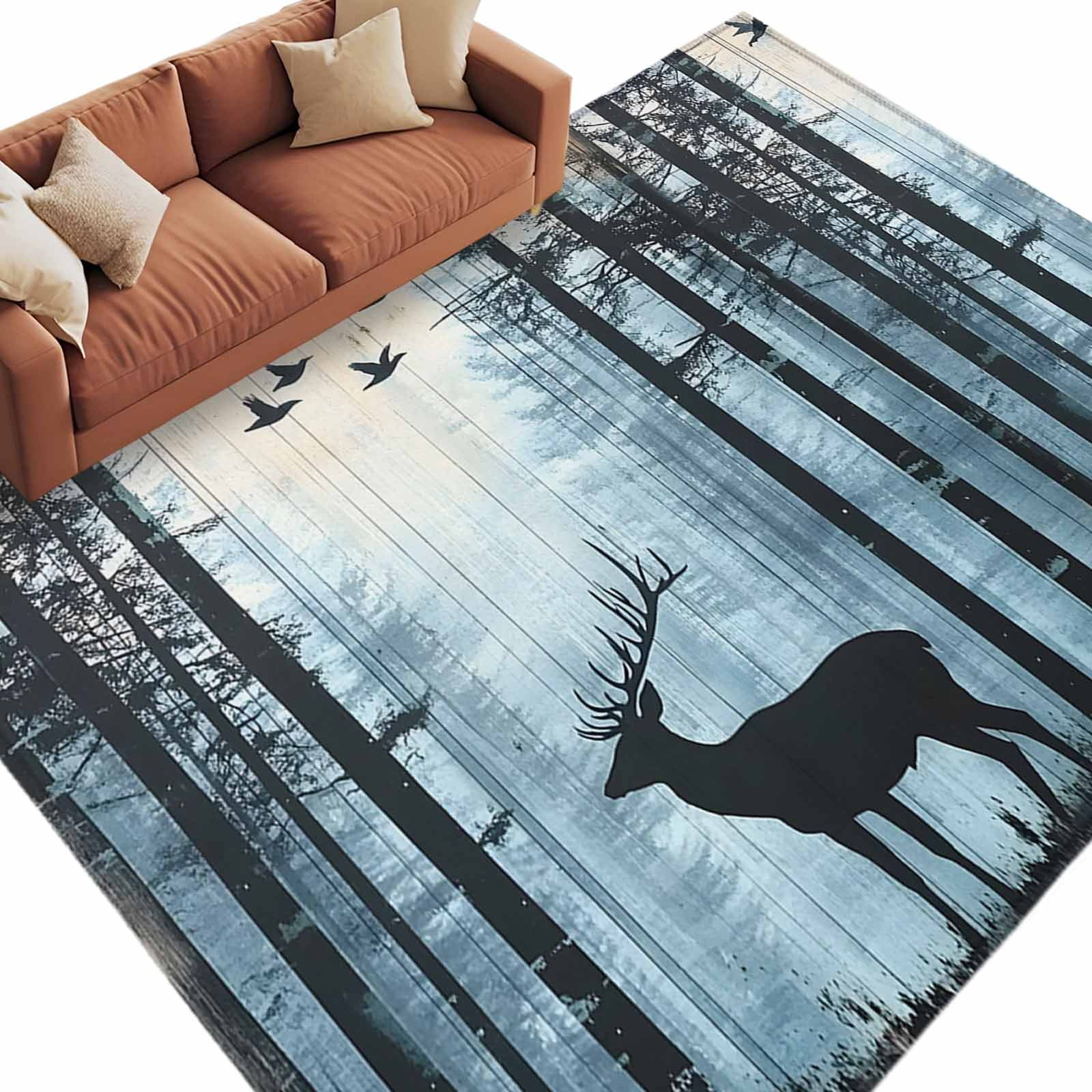 Rustic Elk Rugs 5x7 Area Rugs for Living Room, Forest Elk Non Slip Area Rugs for ...