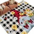 thumbnail image 1 of 5x7 Area Rugs for Living Room, Gnomes Daisy Non Slip Area Rugs for Kitchen Bedroom Entryway, Retro Farmhouse Floral Black Buffalo Plaid Washable Carpet Runner Rug Floor Mats for Bedroom Home Decor, 1 of 9