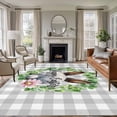 thumbnail image 1 of 5x7 Area Rugs for Living Room, Grey Easter Non Slip Area Rugs for Kitchen Bedroom Entryway, Spring Watercolor Bunny Flower Leaf Plaid Washable Carpet Runner Rug Floor Mats for Bedroom Home Decor, 1 of 8