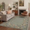 thumbnail image 1 of 5x7 Area Rugs for Living Room Machine Washable with Non Slip Backing, Low Pile Lightweight Print Pattern Rug for Bedroom, Floral Butterflies, Sage Green, 1 of 5