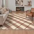 thumbnail image 1 of 5x7 Area Rugs for Living Room Machine Washable Non Slip Low Pile Lightweight Indoor Rug for Bedroom, Farmhouse Decor with Diagonal Check Pattern, Rust Cream, 1 of 5