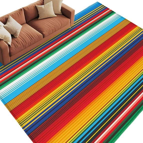 5x7 Area Rugs for Living Room, Mexican Stripes Non Slip Area Rugs for ...