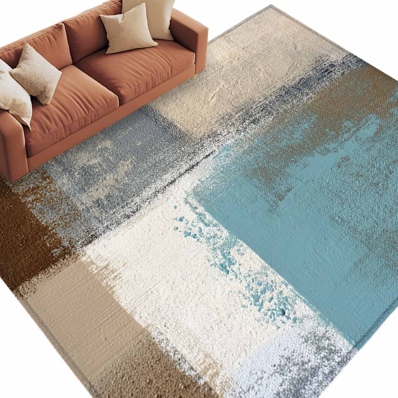 Muttled Rug 5x7 Area Rugs for Living Room, Modern Blue Non Slip Area Rugs for ...