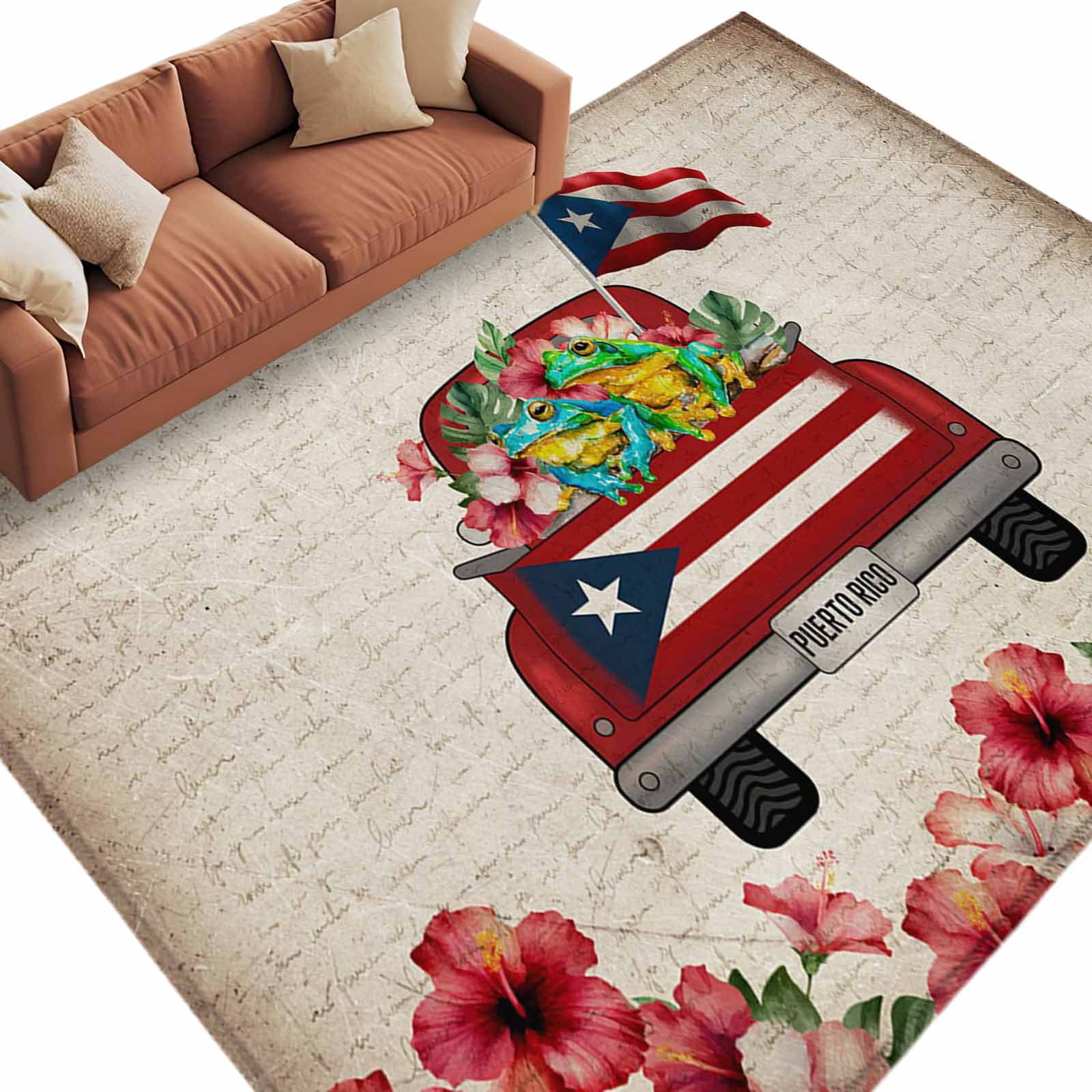 Puerto Rico Rug 5x7 Area Rugs for Living Room, Puerto Rican Flag Non Slip Area Rugs for ...