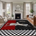 thumbnail image 1 of 5x7 Area Rugs for Living Room, Red Black Chef Non Slip Area Rugs for Kitchen Bedroom Entryway, Cartoon Cute Watercolor Cooking Checkered Washable Carpet Runner Rug Floor Mats for Bedroom Home Decor, 1 of 8