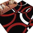 thumbnail image 1 of 5x7 Area Rugs for Living Room, Red Geometric Non Slip Area Rugs for Kitchen Bedroom Entryway, Vintage Abstract Stripes Aesthetic Art Washable Carpet Runner Rug Floor Mats for Bedroom Home Decor, 1 of 9