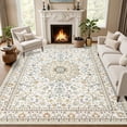 thumbnail image 1 of 5x7 Area Rugs Living Room Rug: Washable Vintage Boho Rug No Slip Stain Resistant Soft Carpet Indoor Floor Floral Large Carpets for Bedroom Dining Room Farmhouse Nursery Hallway Home Office Beige, 1 of 9