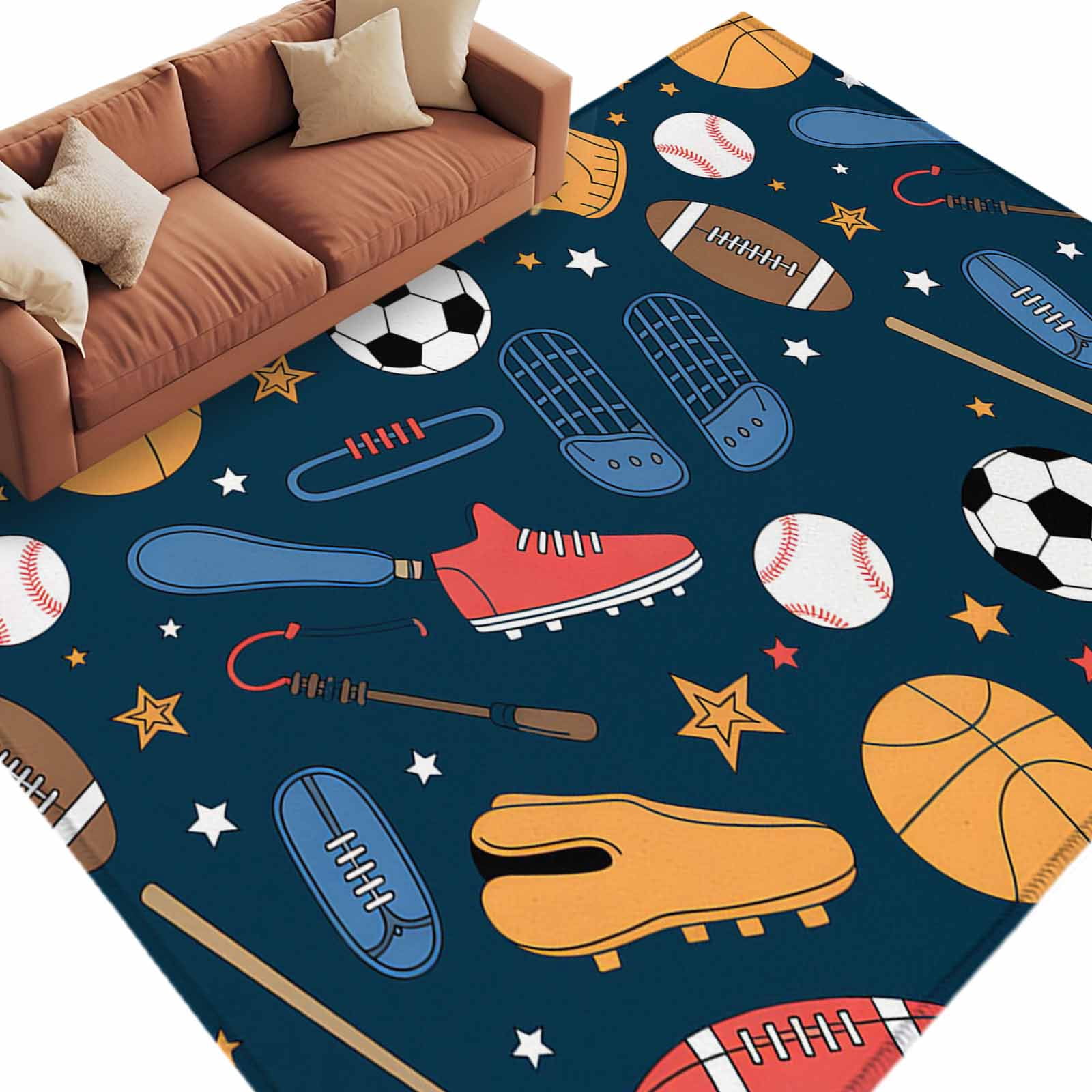 Softball Entry Rug 5x7 Area Rugs for Living Room, Sports Theme Non Slip Area Rugs for ...