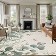 thumbnail image 1 of 5x7 Area Rugs for Living Room, Teal Eucalyptus Leaves Non Slip Area Rugs for Kitchen Bedroom Entryway, Butterflies Summer Leaf Rustic Washable Carpet Runner Rug Floor Mats for Bedroom Home Decor, 1 of 9