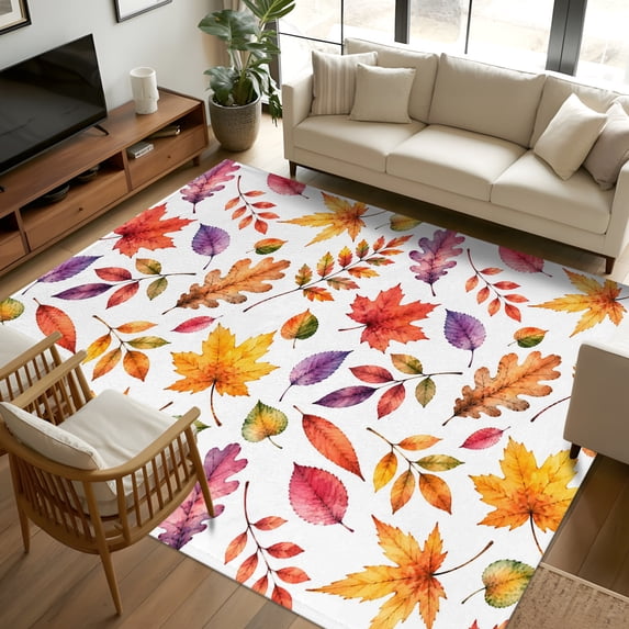 5x7 Rectangular Rugs 5x7 Area Rugs, Maple Leaves Fall Non-Skid Rubber Backing Large ...