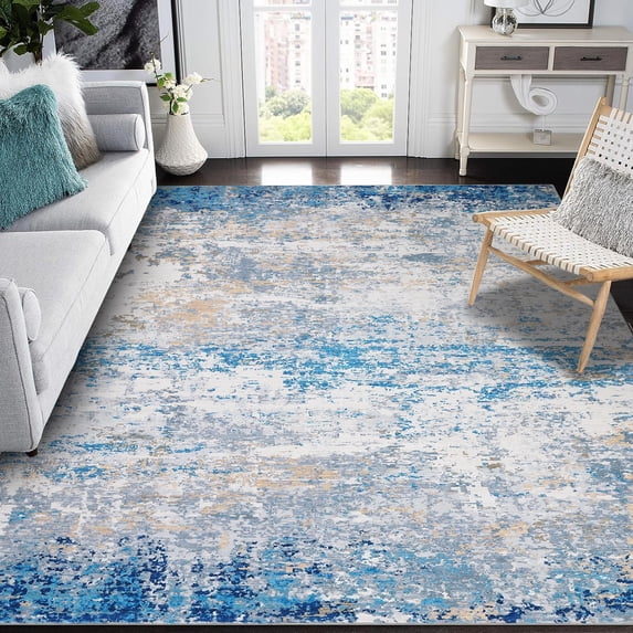 5x7 Area Rugs Modern Abstract Faux Wool Rug Ultra-Soft Low Pile Accent Rug Stain Resistant Carpet Machine Washable Rugs for Bedroom with Non Slip Backing