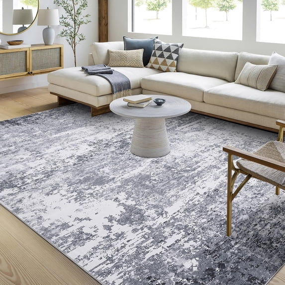 5x7 Area Rugs Modern Abstract Faux Wool Rug Ultra-Soft Low Pile Accent Rug Stain Resistant Carpet Machine Washable Rugs for Bedroom with Non Slip Backing