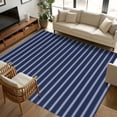 thumbnail image 1 of 5x7 Area Rugs, Navy Blue Striped Non-Skid Rubber Backing Large Rectangle Rugs - Living Room Bedroom Home Office, Navy Blue White Farmhouse Stripes Indoor Floor Mat Carpets Washable Rug, 1 of 9