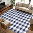 thumbnail image 1 of 5x7 Area Rugs, Navy Blue White Plaid Non-Skid Rubber Backing Large Rectangle Rugs - Living Room Bedroom Home Office, Farmhouse Checkered Buffalo Indoor Floor Mat Carpets Washable Rug, 1 of 9