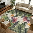 thumbnail image 1 of 5x7 Area Rugs, Palm Leaves Non-Skid Rubber Backing Large Rectangle Rugs - Living Room Bedroom Home Office, Summer Botanical Tropical Plants Rustic Indoor Floor Mat Carpets Washable Rug, 1 of 9