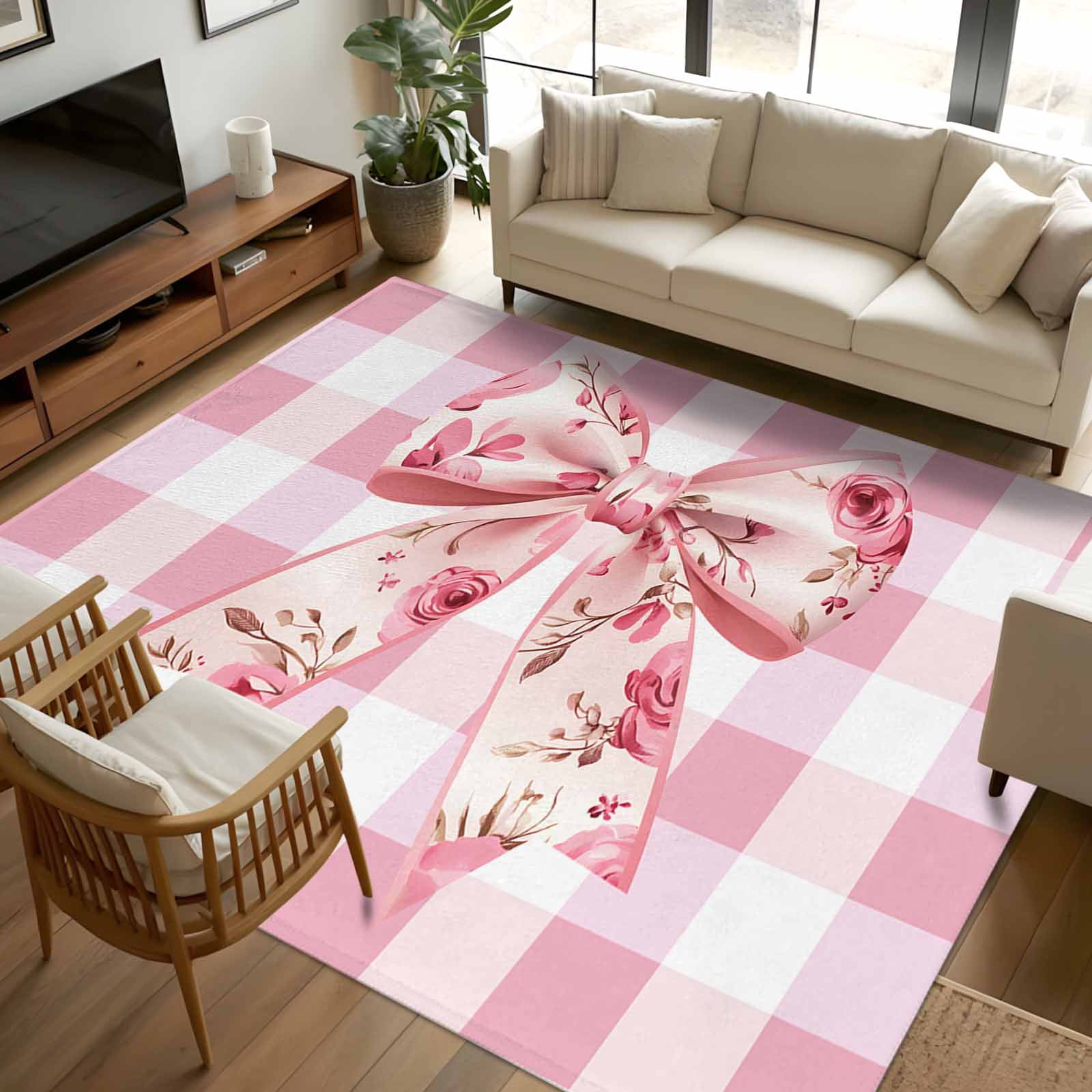 Take A Look About Pink Gingham Rug