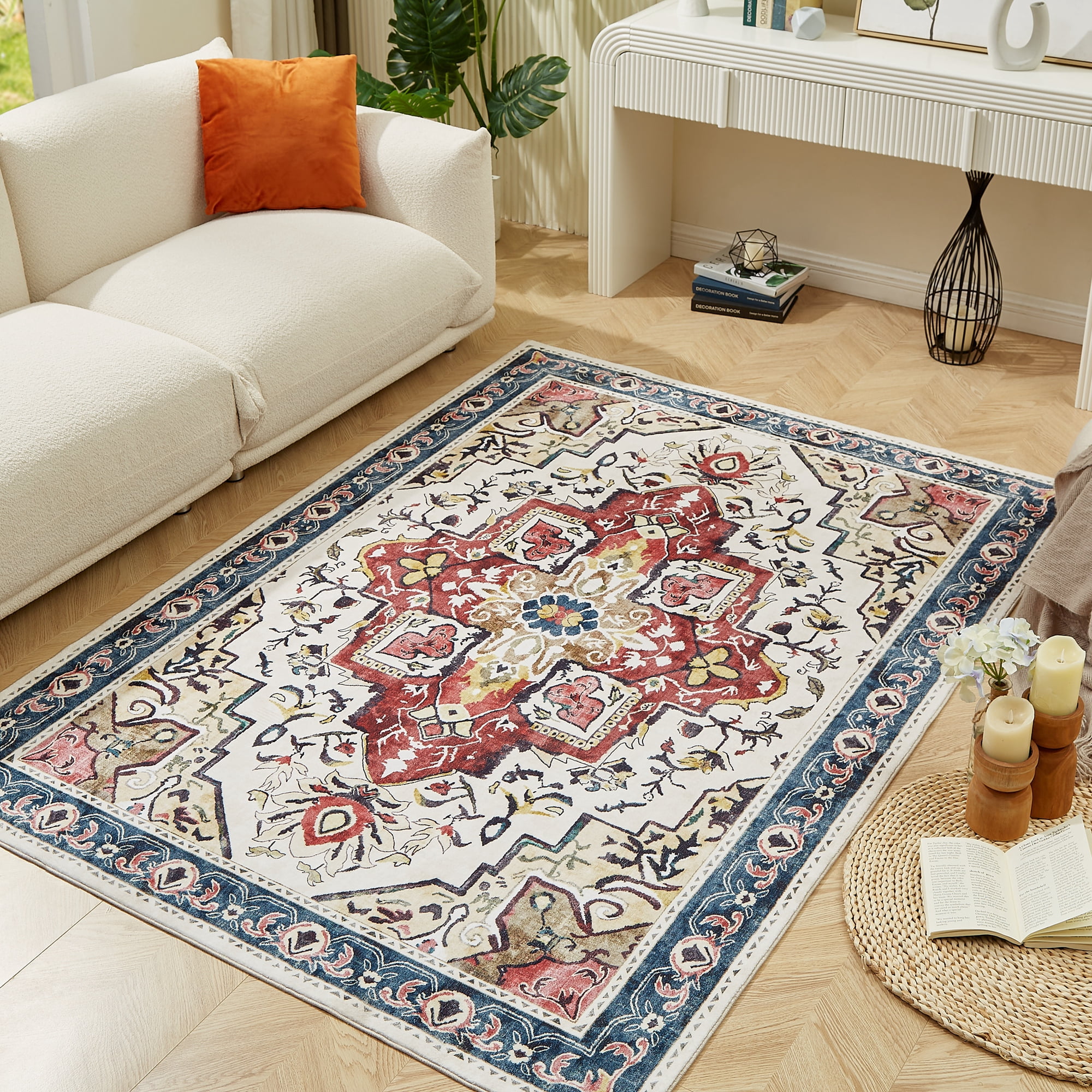 5x7 Area Rugs, Rug for Living Room, Non-Slip Foldable Washable Rugs Non ...