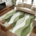 thumbnail image 1 of 5x7 Area Rugs, Sage Green Stripes Non-Skid Rubber Backing Large Rectangle Rugs - Living Room Bedroom Home Office, Retro Farmhouse Abstract Ripple Indoor Floor Mat Carpets Washable Rug, 1 of 9