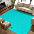 thumbnail image 1 of 5x7 Area Rugs, Turquoise Plaid Non-Skid Rubber Backing Large Rectangle Rugs - Living Room Bedroom Home Office, Geometric Leaf Diamond Morocco Abstract Indoor Floor Mat Carpets Washable Rug, 1 of 9