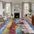 thumbnail image 1 of 5x7 Area Rugs, Vintage Floral Non-Skid Rubber Backing Large Rectangle Rugs - Living Room Bedroom Home Office, Farmhouse Botanical Flowers Indoor Floor Mat Carpets Washable Rug, 1 of 9