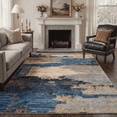 thumbnail image 1 of 5x7 Area Rugs for Living Room Machine Washable Non Slip Low Pile Lightweight Print Pattern Rug for Bedroom Indoor Abstract Landscape Blue Gold, 1 of 6