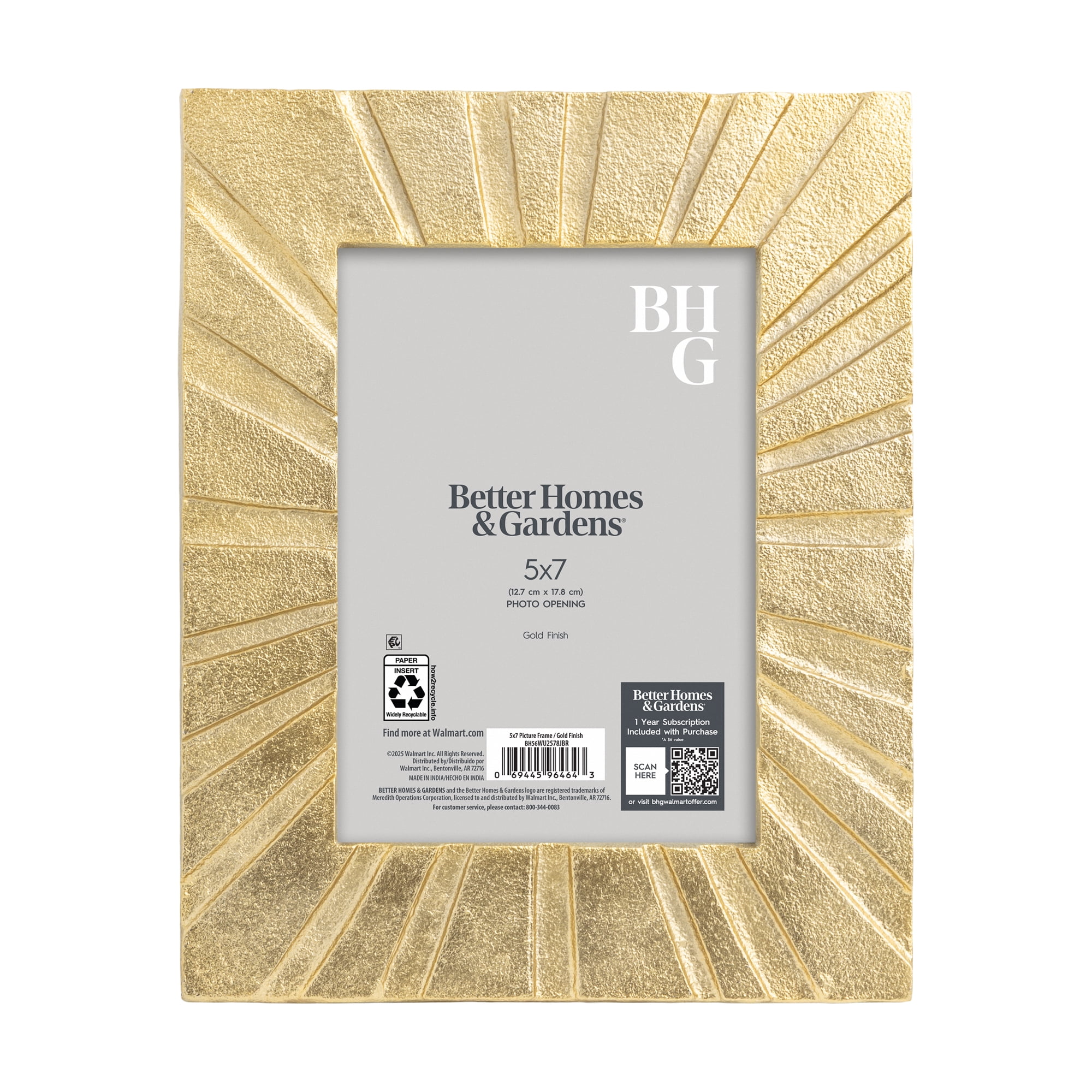 Better Homes & Gardens 5x7 Picture Frame – Gold Cast Radiant Metal Tabletop Photo Frame