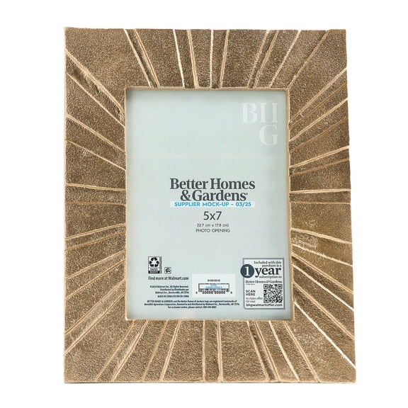 Better Homes & Gardens 5" x 7" Gold Cast Radiant Metal Picture Frame