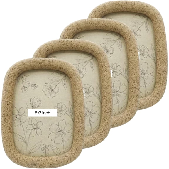5x7 Beige Picture Frames, Stone Look Resin Natural Textured Decorative Photo Frames for Home and Office Décor ( set of 4 )