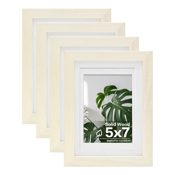 5x7 Beige Solid Wood Picture Frame
