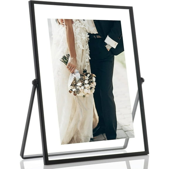 5x7 Black Metal Easel Float Picture Frame