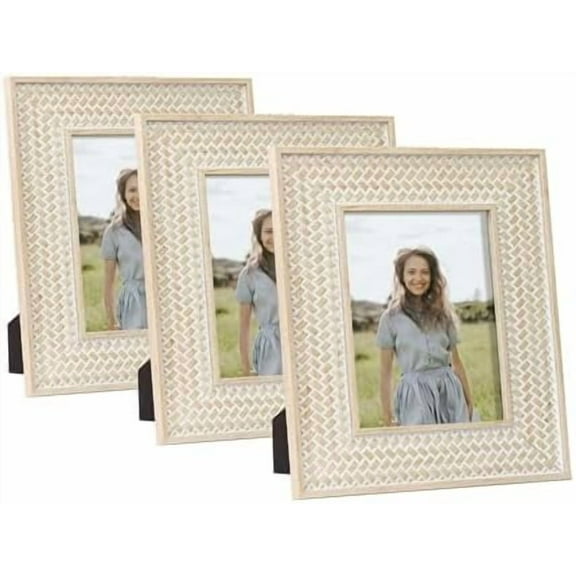 5x7 Boho Picture Frames Bohemian Rattan Decor Set of 3